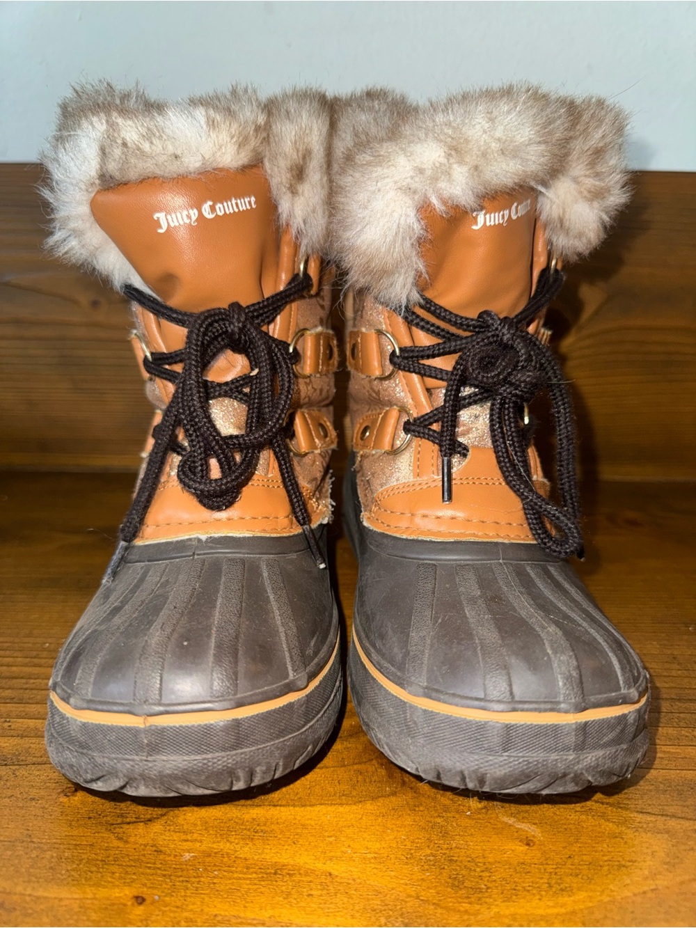 Juicy Couture Tan and Brown Faux Fur-Trim Winter Boots
